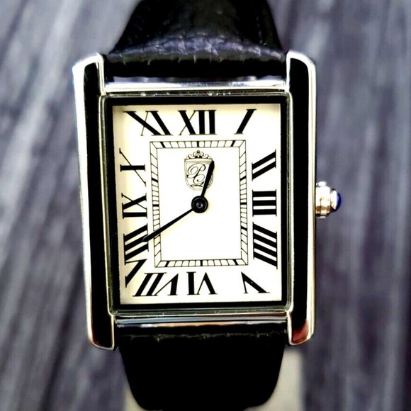 Pierre Lucerne 1888 Tank Swiss Inspired Design Classic Mens Watch Black Band‎ - Picture 3 of 6
